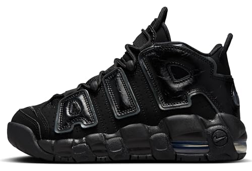 Nike Air More Uptempo Big Kids' Shoes (FV2264-001, Black/Black/Anthracite) Size 5.5