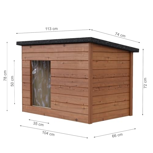 Hundehütte Wetterfest Hundehaus Hundehöhle Winterfest Isoliert Holz 113 x 76 cm