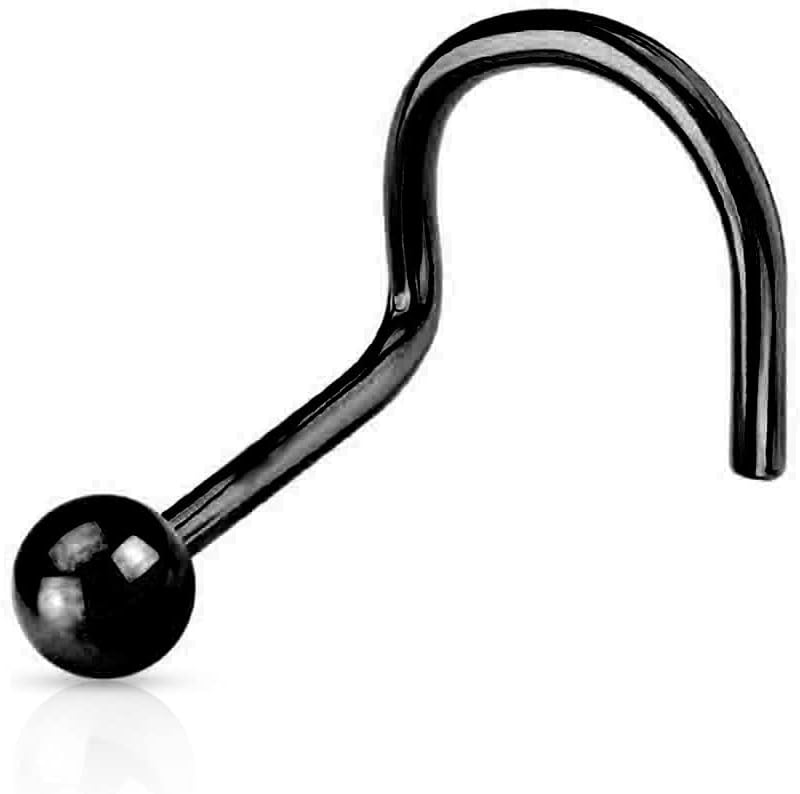 Piercing De Nez En Acier Chirurgical 20G - Jewel Barrel - Boule Ou Cône 2mm - Plaqué Or Rose/Noir/Argent/Or - 7mm De Longueur