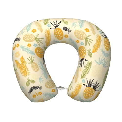 Pidgazdfgv Almohada de viaje con patrón de piña, almohada de cuello de espuma viscoelástica, lavable a máquina, festival