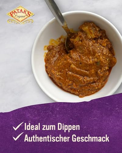 PATAKs Medium Hot Garlic Pickle, Leicht scharf eingelegte Knoblauchzehen, Ideal als Begleitung zu Curry, Fleisch, Käse, Poppadums & Vorspeisen, 6 x 283 g