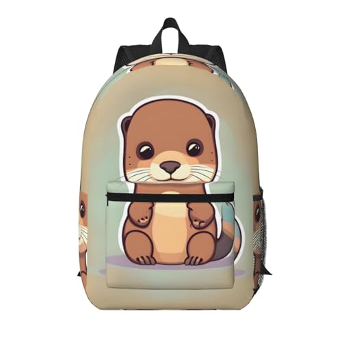Sac à dos loutre dessin animé 43 cm noir avec multi-poches pour voyage et quotidien