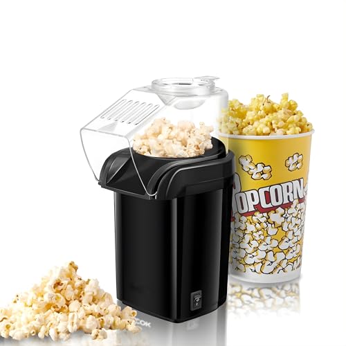 Image of Playpulse (𝟏𝟎 𝐘𝐄𝐀𝐑 𝐖𝐀𝐑𝐑𝐀𝐍𝐓𝐘) 1200W Instant Electric Hot Air Popcorn Popper Oil-Free Healthy Snack Maker for Home, Kids & Adults, Quick Heating for Movie Nights At Home & Parties-BLACK