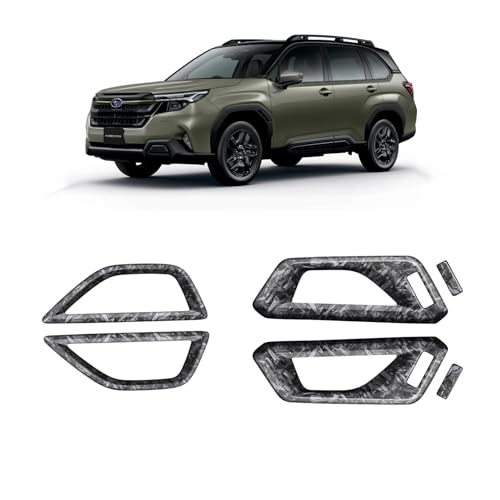 VKINGER スバル 新型 フォレスター SL系 インナードアハンドルパネル 内装 カスタム パーツ インテリアパネル 3color 6pcs ドレスアップ アクセサリー (クラッシュカーボン調)