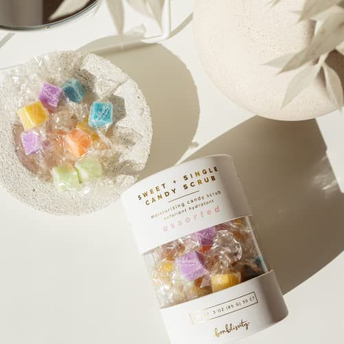 Bonblissity Sweet+Single Candy Sugar Scrub, Assorted, 30 Pcs - Exfoliating, Skin, Hands, Feet, Natural Butters & Oils, Sugary, Salty, Individually Wrapped, Exfoliate & Moisturize, On The Go, Travel #TOP2