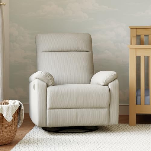Image of Davinci Suzy Recliner and Swivel Glider in Fog Chatham Stripe, GREENGUARD Gold & CertiPUR-US® Certified