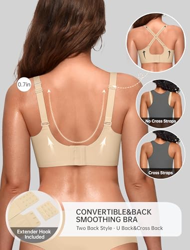 OEAK Womens Value Series Wireless Bras Push Up Soft Convertible Jelly Bra Semolina,L — view 3