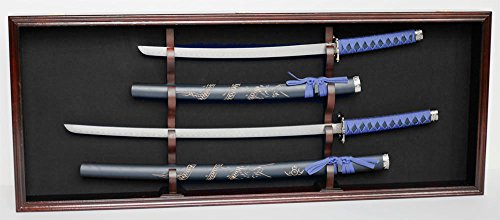 Duo Sword Display Case Cabinet Stand Holder Wall Rack- for Katana, Samurai, Bushido