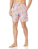 Nautica Men's Standard Sustainably Crafted 8" Nautical Print Swim Short, Living Coral, Small