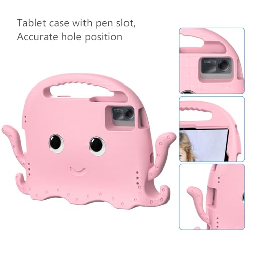 Coque Redmi Pad 2 11" 2025 angles renforcés et support rotatif rose