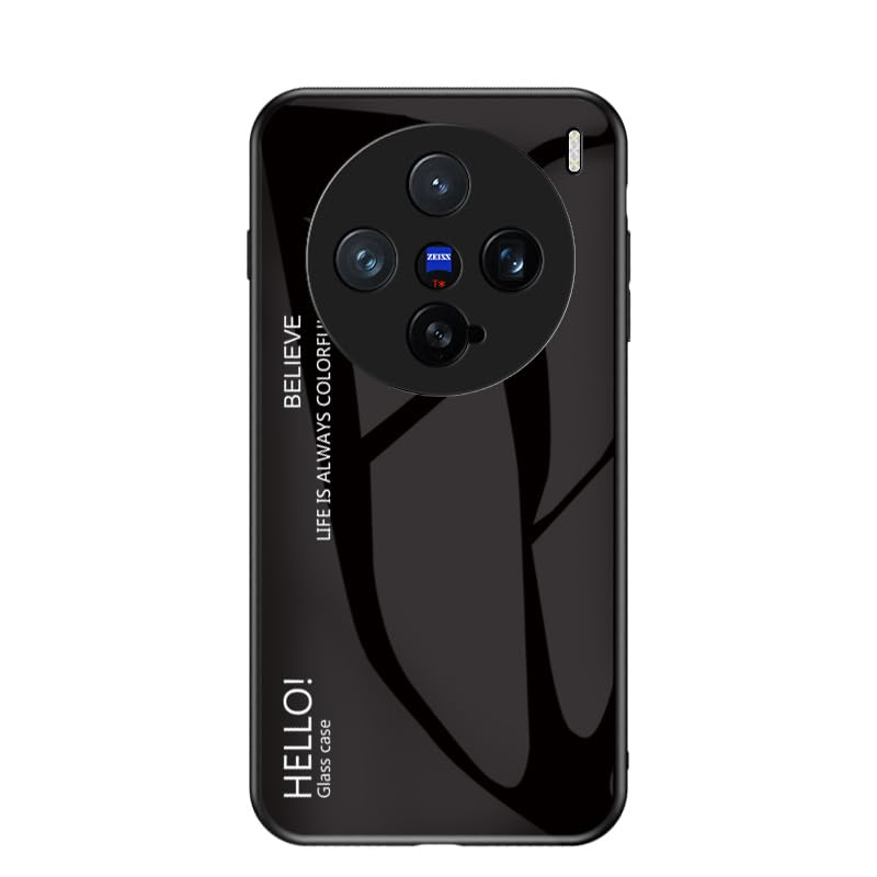 Cover Compatible with Vivo X200 Pro Mini Triple-Layer【PC panel+Tempering glass+TPU silicone】Protective Case Black Black Compatible with Vivo X200 Mini