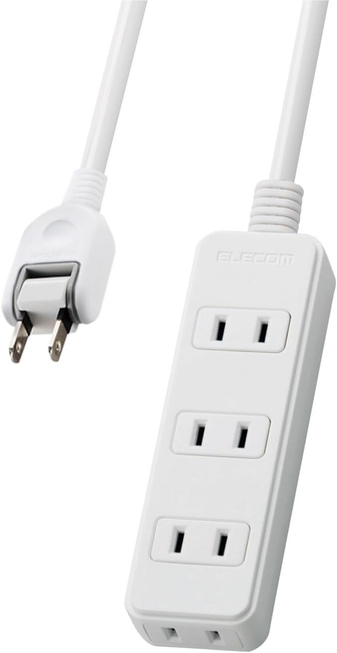 ELECOM Thunder Guard Power Strip Swing Plug 4 Outlet 1m [White] T-KS02-2410WH (Japan Import)