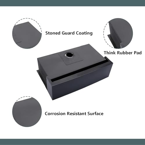 Comllen Commercial 33 inch 304 Stainless Steel Farmhouse Sink, Single Bowl Kitchen Sinks 16 Gauge 9 Inch Deep Handmade Undermount Farm Apron Front Kitchen Sink, Gunmetal Black