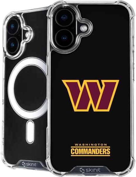 Skinit Phone Case Compatible with MagSafe iPhone 16 - Officially Licensed NFL Washington Commanders Black Background Design