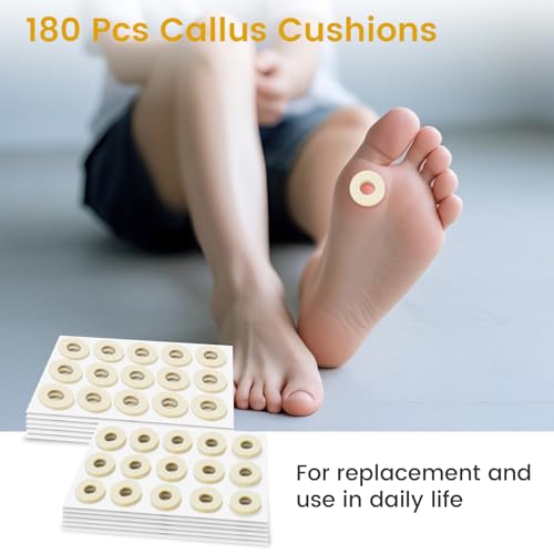 Image of 180 Pcs Corn Cushions for Toes and Feet, Oval & Round Shapes Self-Stick Adhesive Latex Foam Pads, Corns, Blisters and Feet From Pressure and Friction, Callus Cushions for Foot Comfort and Pain Relief