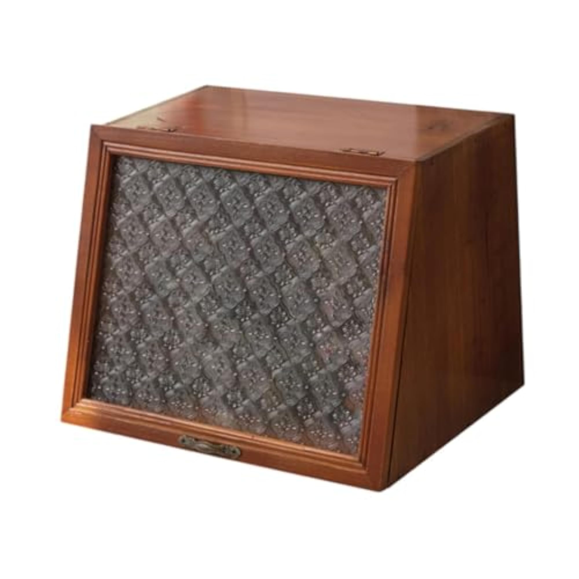 Wooden Cabinet with Glass Top Makeup Organizer