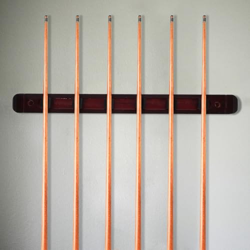 Porte-queue de billard mural en bois avec 6 emplacements de rangement