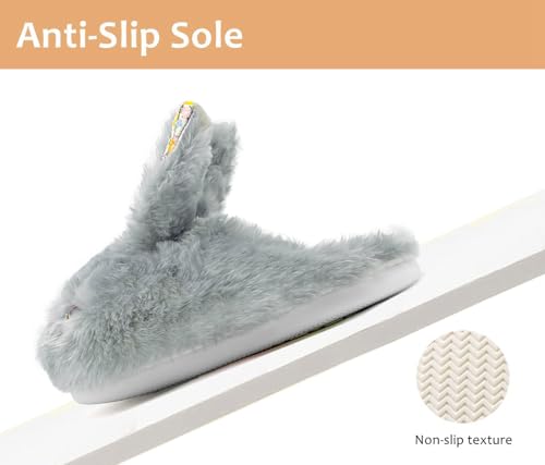 Bunny Slippers for Women Men Cute Plush Rabbit Fuzzy Slippers, Soft Fluffy Animal Winter Warm Indoor House Slippers Shoes3