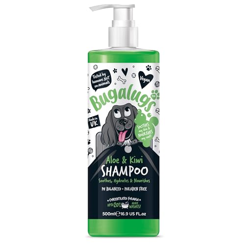BUGALUGS - Champú Calmante para Perros - Aloe Vera & Kiwi - 500ml - Hidratación Natural - Piel Sensible - Brillo Saludable - Aroma Fresco - Limpieza Suave - Todo Tipo de Pelaje - Uso Frecuente