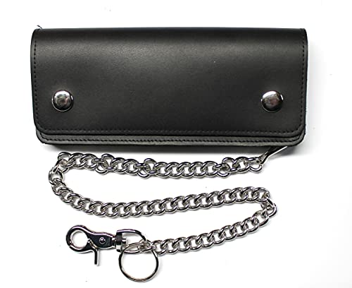 Slim Biker Wallet Premium Leather with 18 inch Chain (Black