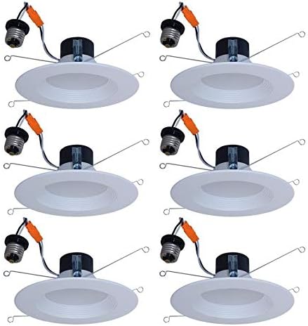 Utilitech DLS30-06N27D1E-WH-6 65 Watt Equivalent White Dimmable LED Recessed Retrofit Downlight, 6 Pack