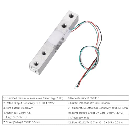 meccanixity 2 set digital load cell weight sensor 1kg  hx711 module weighing sensor 24 bit precision ad dual-channel for diy portable electronic kitchen scale kit