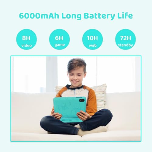 Image of COLORROOM 2026 Upgraded Android 15 Tablet, 10inch Kids Tablet, Octa-core CPU, 10GB+64GB+1TB Expand Tablets for Kids with Kids Space, Parental Control, 6000mAh Big Battery,Touchscreen Tableta (Green)