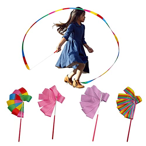 ❥Design Perfetto: Nastro da ginnastica di 2 metri, appositamente progettato per i bambini per fare sport e ballare. L'asta a nastro professionale ha una buona tenacità e un'elevata durezza.Il materiale in fibra di vetro è lucido e bianco con una copertura protettiva in gomma.