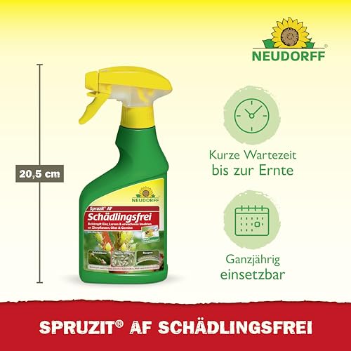 Neudorff Spruzit AF Schädlingsfrei – Bekämpft Schädlinge wie Buchsbaumzünsler, Blattläuse, Thripse an Zierpflanzen, Gemüse, Obst und Kräutern, 250 ml