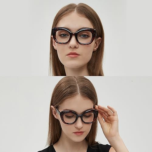 JiSoo Oversized Reading Glasses 1.0 Women Cat Eye Funky Readers Glasses, Large Ladies Reading Glasses 1.0+, Tortoise - Image 2