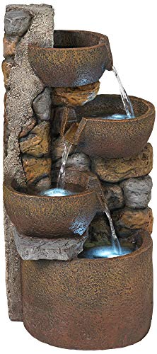 Ashmill Urn 29" High Large Rustic Indoor Outdoor Decor Faux Stone Floor Fountain with Light LED Standing Waterfall Bowl Tiered Water Feature for Outside Garden Patio Yard Backyard - John Timberland - Image 5