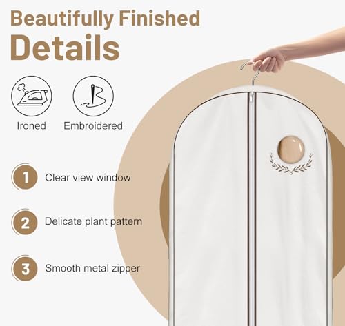 MISSLO 65" Cotton Garment Bag for Long Dress Breathable Fur Coat Storage Bag Women Dress Cover Luxury Garment Bags for Hanging Clothes Travel for Fur Coat, Jacket, Gown, Suit by MISSLO - Used condition - Image 4