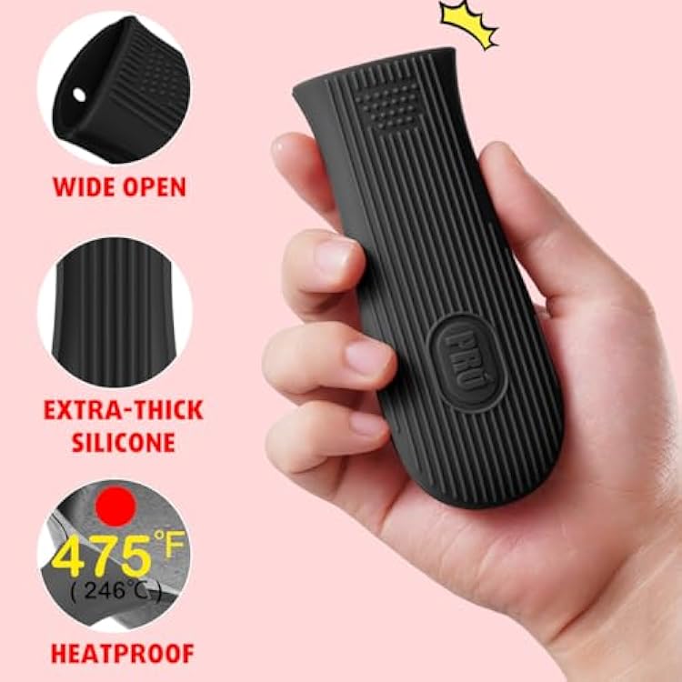 Cbiumpro 2-Pack Cast Iron Handle Cover, Silicone Heat Resistant Hot Cast Iron Skillet Pan Handle Covers Holder Sleeve