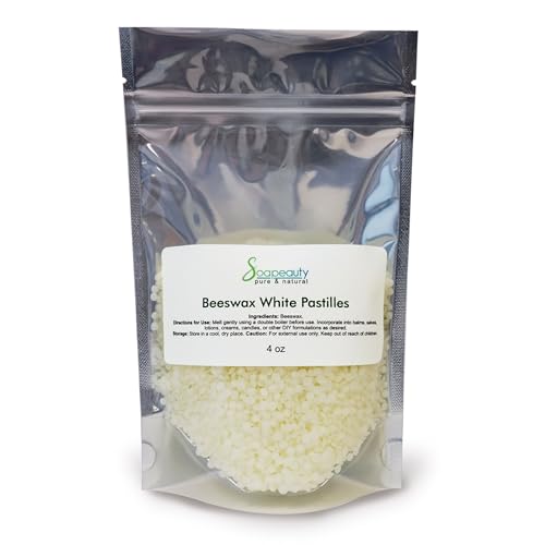 Soapeauty White Beeswax Pastilles | 100% Natural Cosmetic Grade Beeswax Pellets for Lip Balm, Skincare, Hair Care & Candle Making | 4 oz