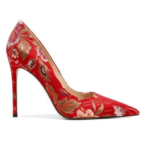 Image of Eldof Women's Classic Dress Pumps Shoes, Sexy Pointed Toe 4 inch Stiletto High Heels, Office Formal Slip On Size 5-13