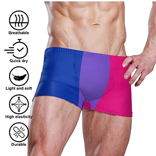 Men Beach Swim Brief Bikini Bisexual Flag Striped Rainbow Men's Square Leg Swim Briefs Large2