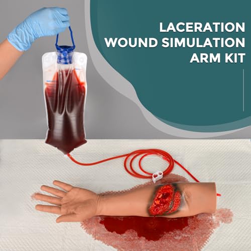 Image of Laceration Wound Simulation Arm Kit - Medical Training Model with Fracture & Wound Packing for Nursing Students - Hemostasis Control & Immobilization Trainer for First Aid, EMT, Surgery Education
