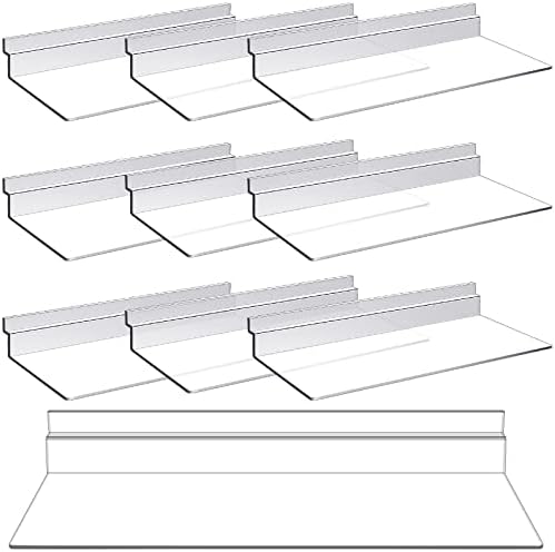 4 x 10 Inch Slatwall Shelves Hanging Slatwall Accessories Clear Slatwall Shelf Plastic Shelves for Wall, Home Shoe Stores Boutiques Supplies (10 Pack)
