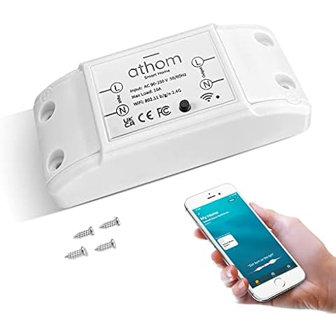 WIFI Relay Timer Switch Smart Wireless Light Switch Module for IOS Homekit Assistant Smart Home Universal DIY Wireless WiFi Switches for Lights Voice App Control Timmer AC 110-230V 10A (B-1 Pack) Cover