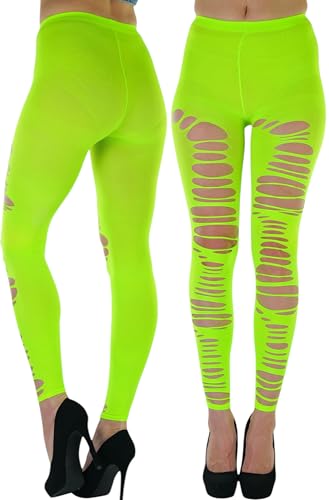Image of ToBeInStyle Women's Slashed Ripped Shredded Distressed Hosiery Tights Leggings Music Festival
