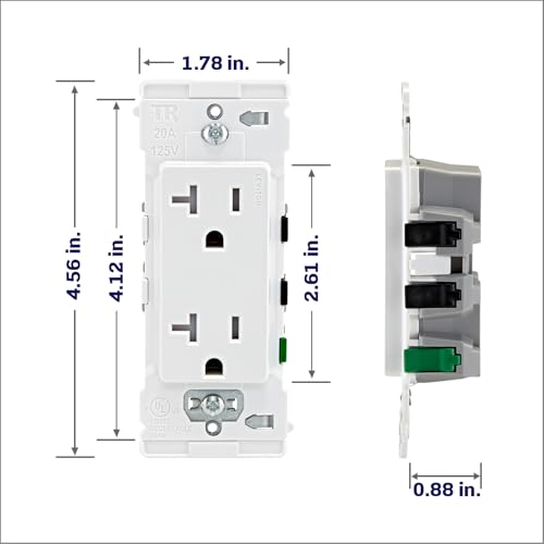 Image of Leviton Lever Edge 20 Amp Tamper-Resistant Duplex Wall Outlet, E5825-W, White