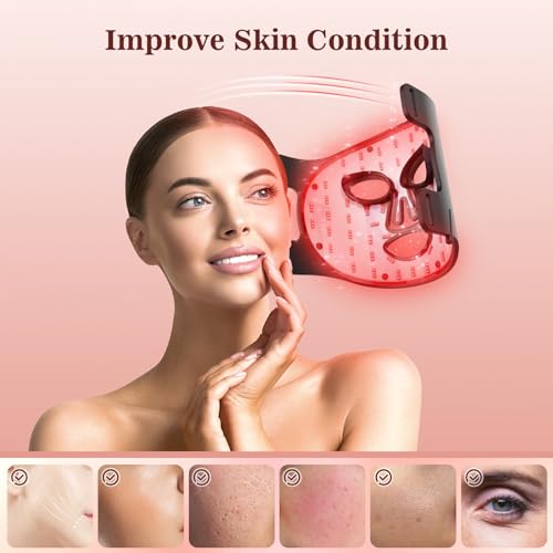 Image of INTEO Red Light Therapy Mask for Face, 850nm NIR, Red /Blue LED Light Mask