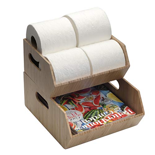 MobileVision XL Bamboo Storage Bins for Bathroom Cabinet Organizer, 2