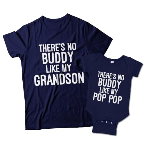 Pop Pop and Grandson Matching T-Shirts, There's No Buddy Like My Grandson and No Buddy Like My Pop Pop Matching Set Black3