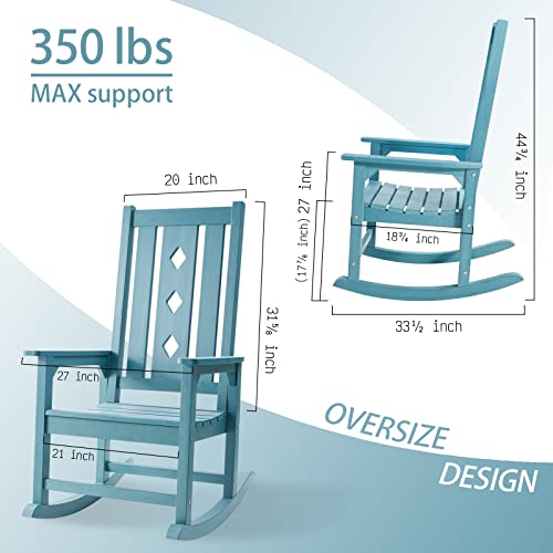 Efurden Rocking Chairs Set Of 2, Over-Sized And Weather Resistant Outdoor Rocking Chair For Adults, Smooth Rocker For Indoor And Outdoor, 350Lbs Load (Blue) #TOP2