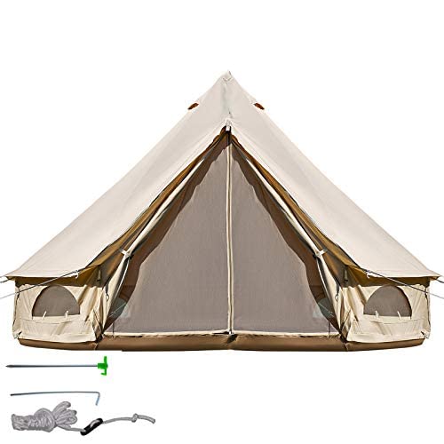 BuoQua 3m Glockenzelt Outdoor-Glamping Canvas-Zelt Baumwolle Tipi Zelt für Camping Waterproof für Familien Camping Outdoor Hunting für alle Jahreszeiten