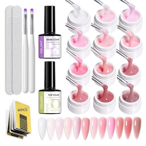 GZSYY Gel de construction pour ongles, gel de construction pour ongles en gel, extension d'ongles, kit d'ongles avec couche de finition et de base