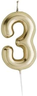 Gold Number '3' Candle