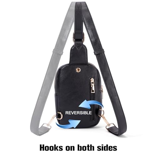 Crossbody Fanny Anti Theft Bag for Women Small Sling bag and Chest Bag Leather Safe Mini Travel Purse (Black)4