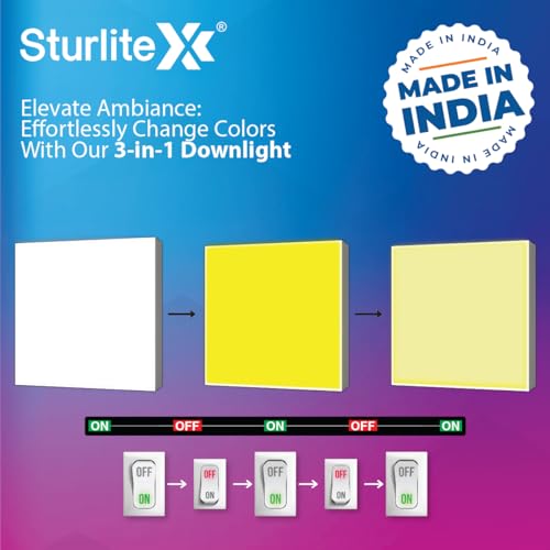Image of Sturlite Lexxo 15W (3in1) Square LED Surface Light| Warm, Neutral & Cool White Color Temperature | 1200 Lumens with CRI Tech for Accurate Color Representation - (Pack of 2) LED Bulb